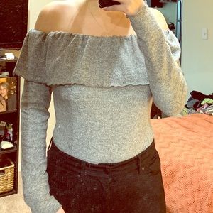 Zara off the shoulder gray bodysuit